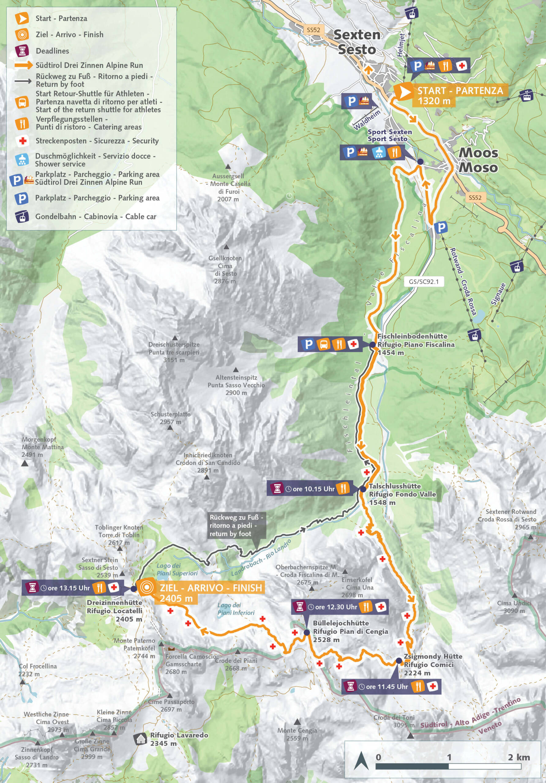 Mappa Corsa delle Tre Cime